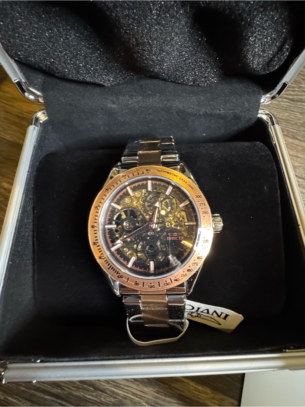 Invicta Objet D Art Excelsior Rose Gold and Silver Skeleton Dial Men’s Watch